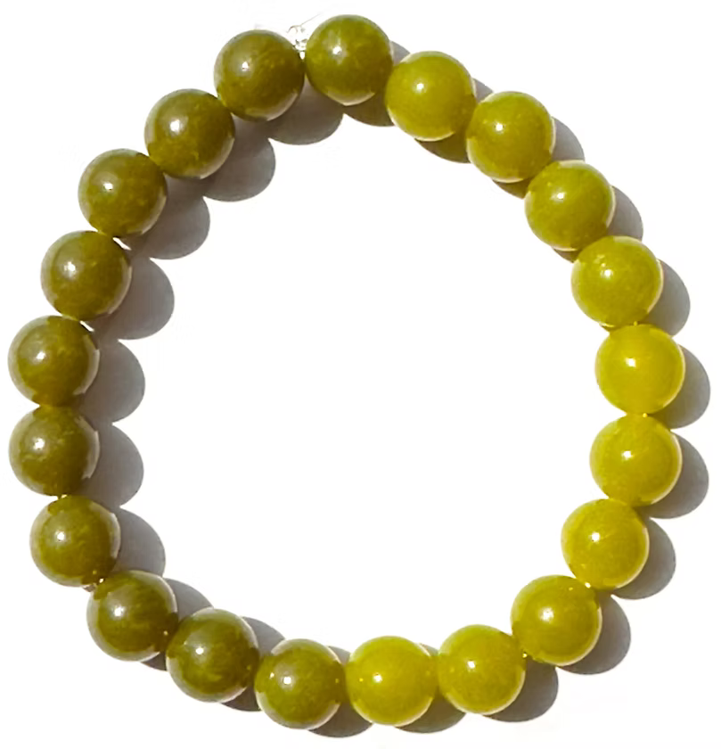 Chartreuse Olive Jade Mala Bracelet