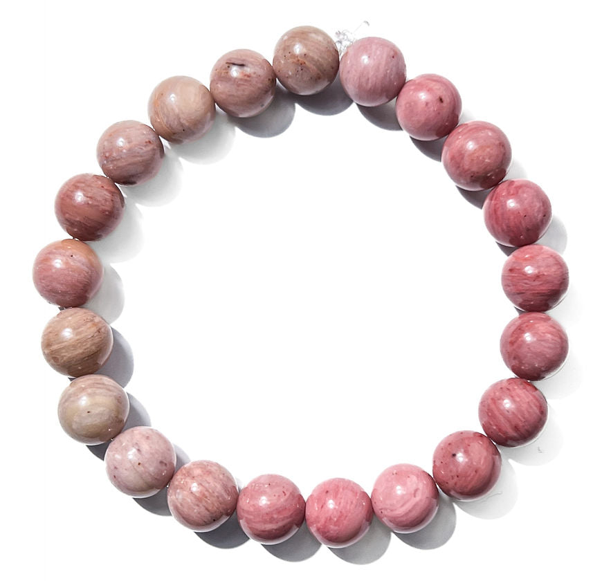 Wood Rhodonite Mala Bracelet